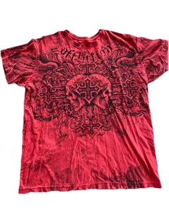 Affliction Vintage Fedor v Barnett Trilogy Shirt Rarität Large rot MMA UFC AOP - Bild 1 von 5