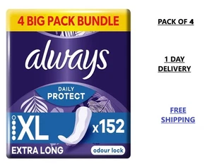 Always Daily Protect Extra Long Panty Liners, Odour Lock, 4X38 Count, Comfortabl - Picture 1 of 7