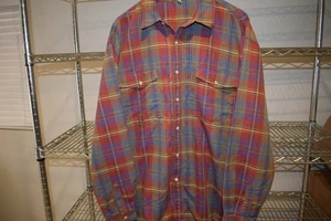 Guess by Georges Marciano Plaid 100% Cotton Work Shirt Usa Made 90s Lg Grunge - Picture 1 of 3