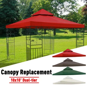 10'x10' Gazebo Canopy Top Replacement 2 Tier UV30 Patio Pavilion Sunshade Cover - Picture 1 of 28