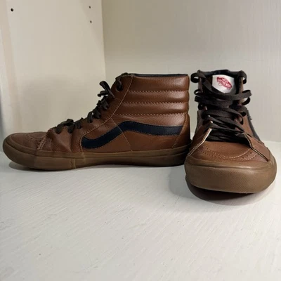 Vans Men’s SK8-HI MTE Pro Classics Red Tag Skate Shoes 9.5 Brown Black Leathe - Image 1 of 4