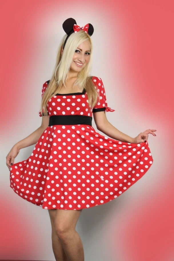 Sexy Damen Halloween Damen Minnie Red Mouse Kostüm Verkleidung Outfit S M L