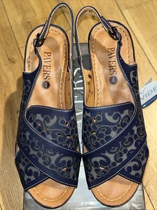 PAVERS.NEW/BOX.Navy/ Grey Platform Sandals.Wide Fit.Size 8/41.RRP £44.99 - Picture 1 of 24