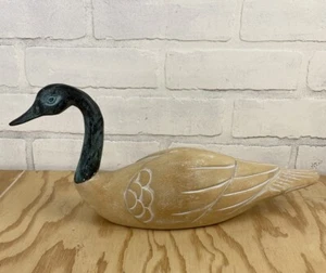 Decoy Goose With Wooden Body And Patina Brass Neck And Head, 13” - Picture 1 of 13