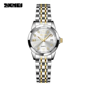 SKMEI Women Brand Watch Full Steel Calendar Couple Lady Girls Quartz Wristwatch - Picture 1 of 28