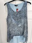 Fenella Blue Patterned Long Top New With Tags  S/M