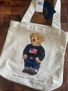 Polo Bear Canvas Tote Bag Iconic Design Classic Bear Casual Fashion - Picture 1 of 10