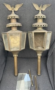 2x Lampada Lanterne Carrozza Aquila Ottone Grande Progetto Antico? - Foto 1 di 21