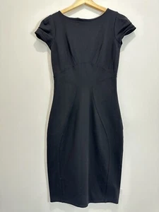 Closet London Dress Womens Size 8 Black Midi Bodycon Cap Sleeve Made in UK - Picture 1 of 12