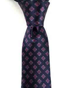 Vintage Sulka Tie Super Fine Woven Silk Shimmer Midnight Blue Geometric Necktie - Picture 1 of 6