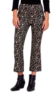 148 $ Free People Mod Metallic-Druck Cropped Kick-Flare Hose schwarz/gold Größe 4 - Bild 1 von 5