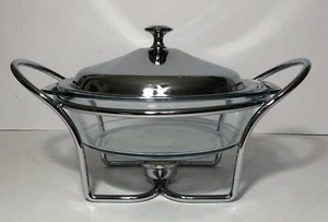 International Silver Modernist 2 Quart Round Tealight candle Food Warmer - Picture 1 of 4