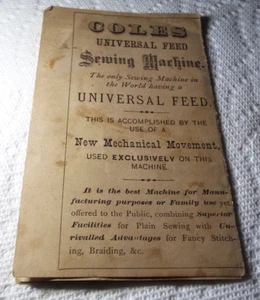 VERY RARE ANTIQUE COLES UNIVERSAL FEED SEWING MACHINE BROCHURE READ!! - Picture 1 of 19
