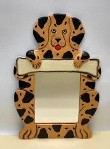 Mirror Dog Wooden Decorative Home Decor Wall Art Kids Room Display Hand Carved - Picture 1 of 6