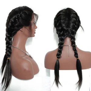 Straight Long Hair Synthetic Fiber T-Shaped Headgear American Wig Headgear Black - Picture 1 of 10