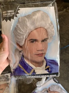 12 Pack -NEW Colonial Man Adult Wig Powdered White- Costume Unisex - Picture 1 of 5