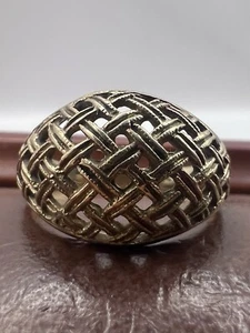 Vintage 9ct Yellow Gold Weaved Dome Ring • 2.93 Grams • Size - M½ - Picture 1 of 5