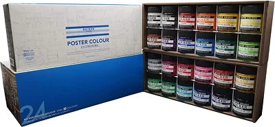 Nicker Paint Poster Colour 24 Colours Set 40ml Water Colour PC40ML24N Japan New - Image 1 of 4