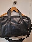 Heritage Expandable Portfolio Computer Black Cowhide Leather Bag(See Flaw)