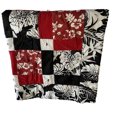 Manta de cuna acolchada hawaiana para bebé hecha a mano roja y negra Foto 1 de 4