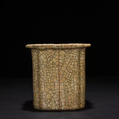 5.5  Old Chinese Porcelain Song Dynasty Ge Kiln Yellow Glaze Ice Crack Brush Pot • 484.49$