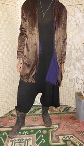 Abrigo chaqueta grunge desgastado andrajoso marrón satinado años 50 años 40 - Imagen 1 de 15