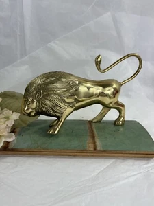 Vintage Solid Brass Lion  Stalking Pose Detailed Craftsmanship Heavy - Picture 1 of 4