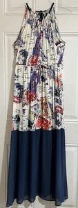 Peter Som Maxi Dress Postcard Halter Blue Resort Travel St. Barts Print Boho M - Picture 1 of 14