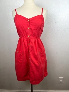 Nuevo con etiquetas Vestido Aerie Lino Mezcla Algodón Talla Mediana en Coral Abotonado Sin Mangas - Imagen 1 de 12