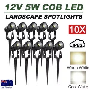 10X 12V LED Spotlight Landscape Lights Outdoor Waterproof 5W Garden Floodlight - Picture 1 of 14