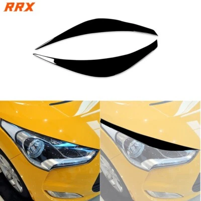 Glossy Piano Black Front Headlight Eyebrow Cover For Hyundai Veloster 2011-2017 - Image 1 of 4