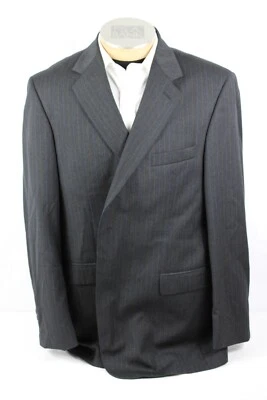 Blazer Stafford Para Hombres 46L Gris Carbón Lana Rayas 2 Botones Chaqueta de Ventilación Única Foto 1 de 4