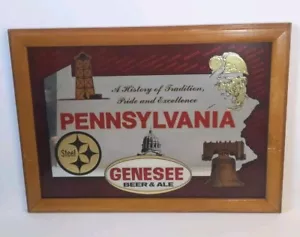 Vintage GENESEE Beer Mirror - Pennsylvania - Steelers, Oil Well, Miners, Liberty - Picture 1 of 8