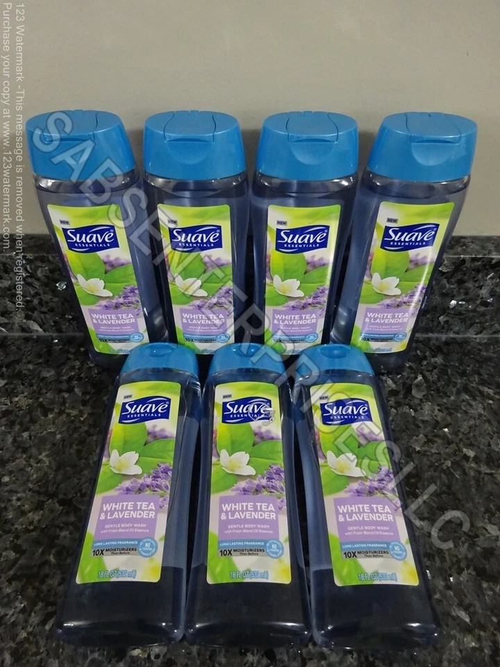 3 PACK Suave Essentials Body Wash 18oz each White Tea & Lavender