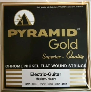 Pyramid Gold Chrome Nickel Flat wound Medium/Heavy Electric Guitar Strings 12-52 - Picture 1 of 2