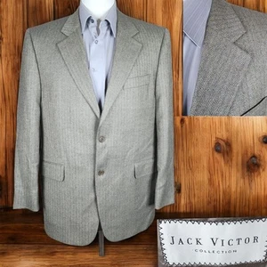 Jack Victor Sport Coat Jacket Mens 42R Beige Herringbone VL Canada Wool - Picture 1 of 11