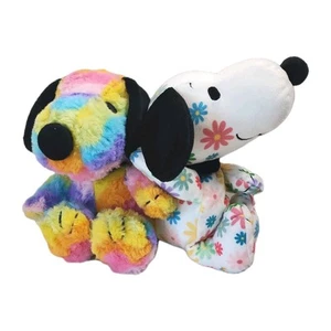 Vtg HALLMARK FLOPPY SNOOPY BRIGHT BLOOMS Flower & Rainbow Lot 8" Bean Bag TOY - Picture 1 of 19