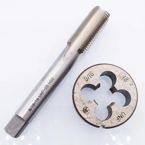 9/16"-18 UNF Tap and Die Set HSS Thread Tap With Round Threading Die Right Hand - Picture 1 of 4