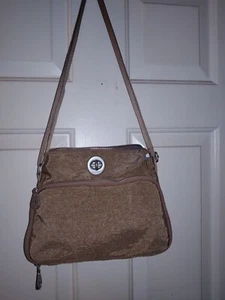 Baggallini Gray Crossbody Bag Blue Lining With Built in Wallet /ID Holder - Picture 1 of 4