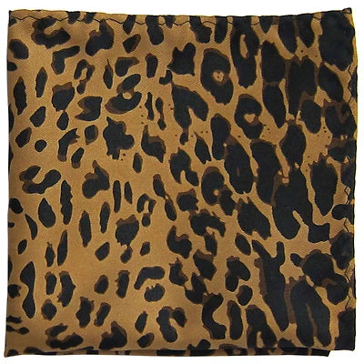 Nuevo Pañuelo Cuadrado Bolsillo Leopardo Tejido Poliéster Hombre Solo Marrón Fiesta Formal Foto 1 de 2
