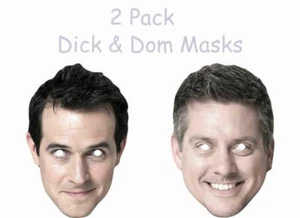 Paquete de 2 - Máscara facial de tarjeta de celebridad Dick and Dom - lista para usar - vestido elegante - Imagen 1 de 4