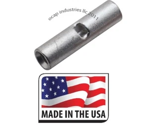 (200) Uninsulated Seamless Butt Splice Wire Connector 14-16 AWG Gauge Made USA - Picture 1 of 1
