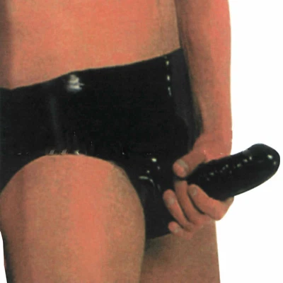 Latex Rubber Male Briefs Shorts 18cm Sheath(Condom) Tight Underwear BDSM Fetish - Image 1 of 4