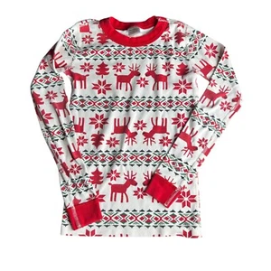Hanna Andersson Pajama Long John Top Youth US 10 -140 Christmas Reindeer Holiday - Picture 1 of 6