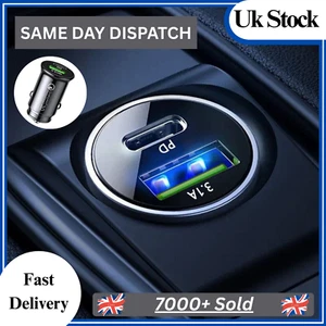 60W Fast Car Charger USB Port+Type C Universal Socket Adapter For iphone Samsung - Picture 1 of 8