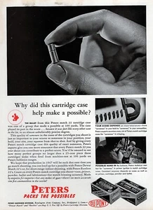 1947 Peters 22 LR Rifle Ammunition Ammo Original Color Print Ad - Picture 1 of 1