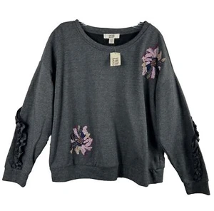 Vintage America Blue Marled Anthracite Black Ruffles Sweatshirt Size Large NWT - Picture 1 of 11