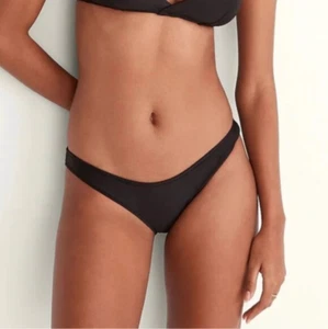 Madewell Black Bikini Bottom Second Wave Curved Waist Women Large NEW Swim NE343 - Picture 1 of 9
