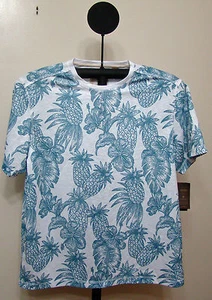 Camiseta Grande Tasso Elba Blanca Azul Tiza Estampado Piña Mangas Cortas - Imagen 1 de 1