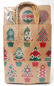 24 Christmas Gift Bags on Brown Kraft Paper Bag with Handles 9 x 7.25 x 3